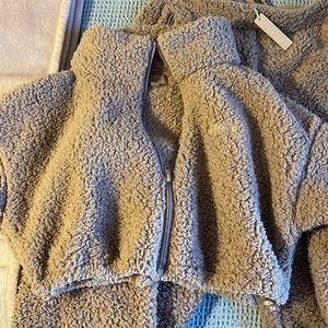 SKIMS fuzzy crop sweat jacket